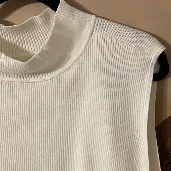 CJ Banks Classic Cream Sleeveless Mock Neck - Picture 3 of 5